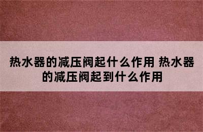 热水器的减压阀起什么作用 热水器的减压阀起到什么作用